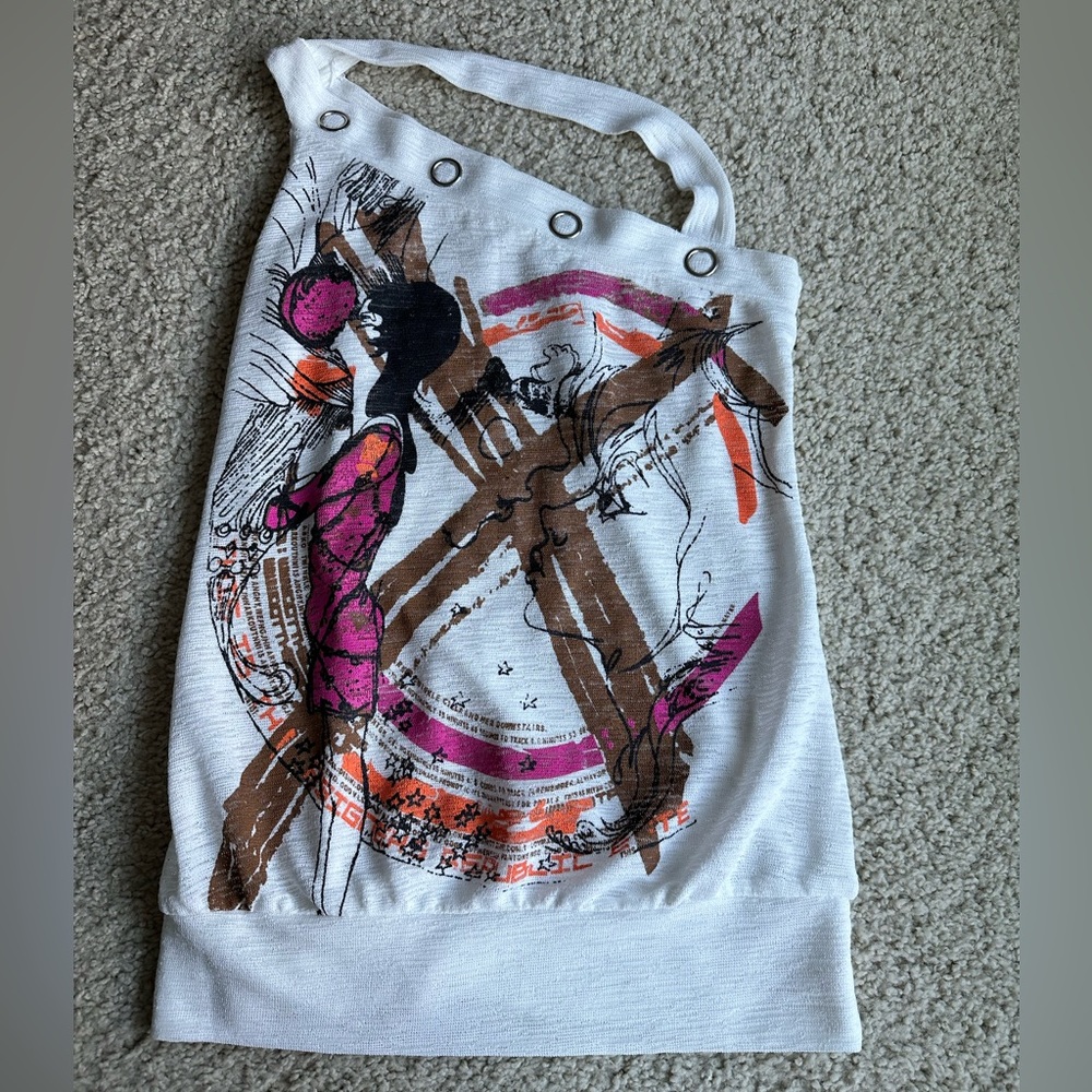 Abstract Art Mesh Halter Top - Picture 1 of 5